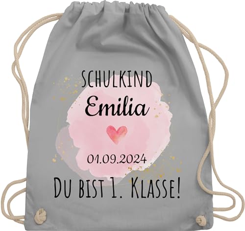 Turnbeutel Rucksack - Schulanfang Einschulung - Schulkind - Du bist erste Klasse - Unisize - Hellgrau - schule 1. sportbeutel personalisierte schuleinführung name sporttasche schul beutel von Geschenk mit Namen personalisiert by Shirtracer