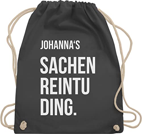 Turnbeutel Rucksack - Taschen Damen - Sachenreintuding - Sachen Reintu Ding Name - Unisize - Dunkelgrau - sportrucksack sporttaschen beutel kordel stoff baumwoll sport stoffbeutel kordelzug von Geschenk mit Namen personalisiert by Shirtracer