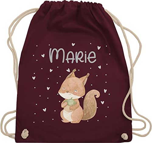 Turnbeutel Rucksack - Tiere - Eichhörnchen Eichhorn Squirrel - Unisize - Bordeauxrot - wechselsachen beutel kindergarten personalisierte rucksäcke kinder wechselwäsche wechselbeutel von Geschenk mit Namen personalisiert by Shirtracer