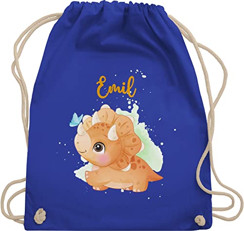 Turnbeutel Rucksack - Tiere - Saurier Dinosaurier Urzeittier Dinos Dino - Unisize - Royalblau - kinder beutel kita tier turntasche tasche für kindergarten und baumwolle von Geschenk mit Namen personalisiert by Shirtracer