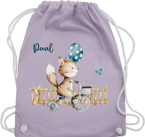 Turnbeutel Rucksack - Tiere - Süßer Fuchs Kinder - Unisize - Pastell Lila - beutel für kindergarten kita personalisierter mädchen stoffbeutel krippe personalisierte taschen schlafbeutel von Geschenk mit Namen personalisiert by Shirtracer