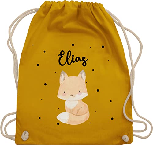 Turnbeutel Rucksack - Tiere - Süßer Fuchs - Unisize - Senfgelb - kindergarten kita baumwolle beutel und tieren turnen tasche junge personalisierte+kinder+rucksäcke stoffsackerl mädchen von Geschenk mit Namen personalisiert by Shirtracer