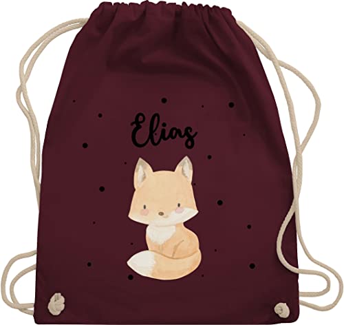 Turnbeutel Rucksack - Tiere - Süßer Fuchs - Unisize - Bordeauxrot - beutel für kindergarten kinder kita wechselwäsche wechselkleidung name stoff baumwolle stoffbeutel wechselsachen sporttasche von Geschenk mit Namen personalisiert by Shirtracer