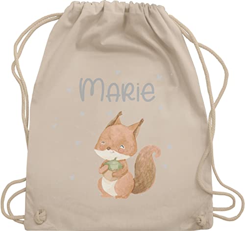 Turnbeutel Rucksack - Tiere - Eichhörnchen Eichhorn Squirrel - Unisize - Naturweiß - personalisierte kindergarten beutel tier name stoffbeutel kinder wäschebeutel kita tieren und tasche von Geschenk mit Namen personalisiert by Shirtracer