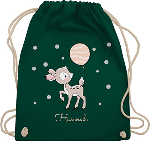 Turnbeutel Rucksack - Tiere - Süßes Reh Rehkitz - Unisize - Dunkelgrün - personalisierte beutel kinder baumwolle schlafbeutel kindergarten kordel wechselbeutel kita stoffbeutel kordelzug von Geschenk mit Namen personalisiert by Shirtracer