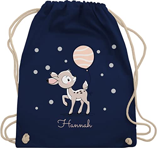 Turnbeutel Rucksack - Tiere - Süßes Reh Rehkitz - Unisize - Navy Blau - kinder beutel kita kindergarten name taschen personalisierter mädchen personalisierte kindergartentasche geschenke von Geschenk mit Namen personalisiert by Shirtracer