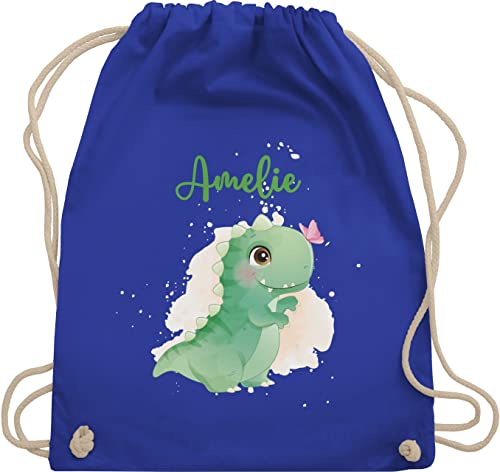 Turnbeutel Rucksack - Tiere - Dino Saurier Dinos Dinosaurier Urzeittier - Unisize - Royalblau - anziehsachen beutel kindergarten tieren turntasche personalisierte kinder taschen tier stoff von Geschenk mit Namen personalisiert by Shirtracer