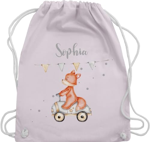 Turnbeutel Rucksack - Tiere - Niedlicher Fuchs Süßes Fuchsmotiv Geburt Baby Fox Rennfahrer - Unisize - Pastell Rosa - und stofftasche beutel für kindergarten tieren kinder baumwolle von Geschenk mit Namen personalisiert by Shirtracer