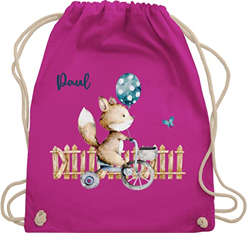 Turnbeutel Rucksack - Tiere - Süßer Fuchs Kinder - Unisize - Fuchsia - personalisierte kindergarten beutel tier sporttasche personalisierter wechselbeutel kita geschenke turntasche kind von Geschenk mit Namen personalisiert by Shirtracer