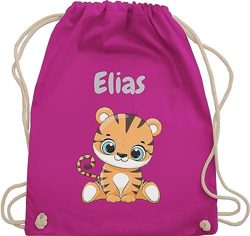 Turnbeutel Rucksack - Tiere - Süßer Tiger Tigers Wildkatze - Unisize - Fuchsia - beutel kita personalisierte kinder taschen name und tier sporttasche tasche schlafbeutel kindergarten von Geschenk mit Namen personalisiert by Shirtracer