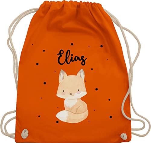 Turnbeutel Rucksack - Tiere - Süßer Fuchs - Unisize - Orange - beutel tasche wechselkleidung kindergarten personalisierte kinder taschen tier name und stoffbeutel sportbeutel maedchen von Geschenk mit Namen personalisiert by Shirtracer