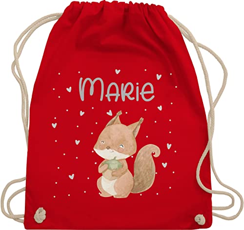 Turnbeutel Rucksack - Tiere - Eichhörnchen Eichhorn Squirrel - Unisize - Rot - personalisieren dino beutel kinder kita tasche kindergarten rucksäcke personalisierte kindergartenrucksack tier name von Geschenk mit Namen personalisiert by Shirtracer