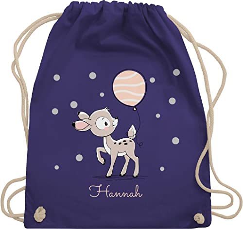 Turnbeutel Rucksack - Tiere - Süßes Reh Rehkitz - Unisize - Lila - beutel für kindergarten baumwolle kita turntasche krippe tasche kinder personalisierte mädchen stoffbeutel name kind von Geschenk mit Namen personalisiert by Shirtracer