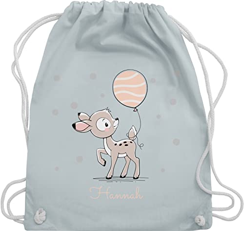 Turnbeutel Rucksack - Tiere - Süßes Reh Rehkitz - Unisize - Pastell Blau - kindergarten für mädchen beutel kita name und tieren turnen tasche wechselbeutel personalisierte kinder rucksäcke bag von Geschenk mit Namen personalisiert by Shirtracer