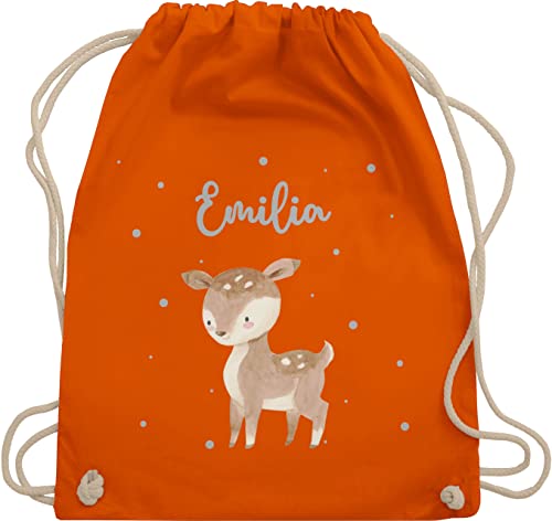 Turnbeutel Rucksack - Süßes Reh - Unisize - Orange - beutel für wechselwäsche kindergarten tieren tiere kinder turnsackerl kita tasche mädchen personalisierter kindergartenrucksack waldtiere von Geschenk mit Namen personalisiert by Shirtracer