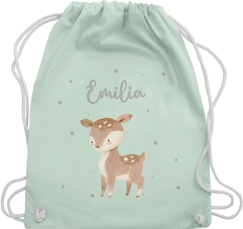 Turnbeutel Rucksack - Süßes Reh - Unisize - Pastell Grün - stofftaschen kita beutel wechselwäsche stoffbeutel für kindergarten turnsäckchen turnsackerl baumwolle kinder wechselsachenbeutel von Geschenk mit Namen personalisiert by Shirtracer