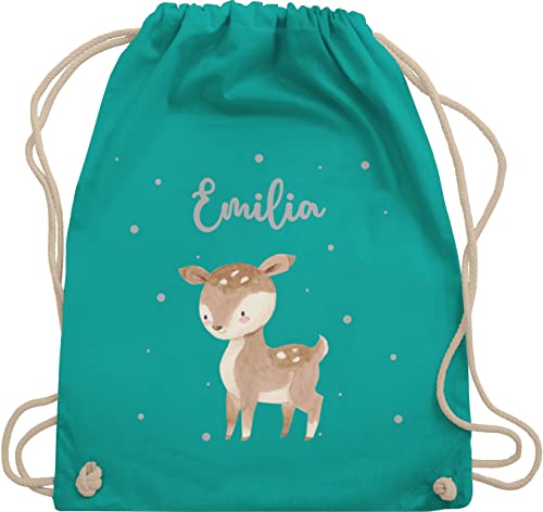 Turnbeutel Rucksack - Süßes Reh - Unisize - Türkis - turntasche beutel kindergarten personalisierte geschenke kinder gym bag name schlafbeutel kita turn tasche sporttasche und tieren von Geschenk mit Namen personalisiert by Shirtracer