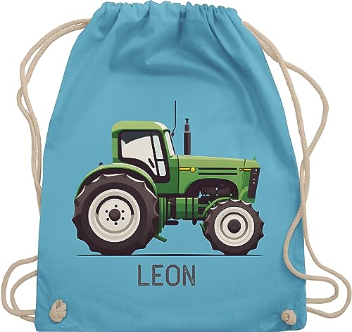 Turnbeutel Rucksack - Traktor mit Name personalisiert I Landwirte Geschenk Landwirt I Traktoren Geschenke Trecker I Landwirtschaft - Unisize - Hellblau - stoffbeutel beutel kita bulldog sportbeutel von Geschenk mit Namen personalisiert by Shirtracer