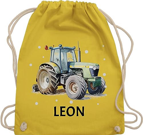 Turnbeutel Rucksack - Traktor - Trecker Name - Unisize - Gelb - motiv beutel kindergarten junge stoffbeutel kita wechselkleidung personalisiertes kordel jungen tasche kindergartenkind von Geschenk mit Namen personalisiert by Shirtracer