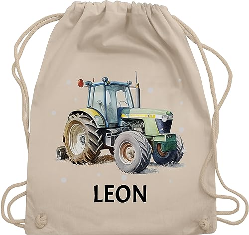 Turnbeutel Rucksack - Trecker Name I Trecker Fan I Traktor Geschenk personalisiert I Geschenk Landwirt - Unisize - Naturweiß - sporttasche kindergarten jungen stoffbeutel wechselkleidung traktoren von Geschenk mit Namen personalisiert by Shirtracer