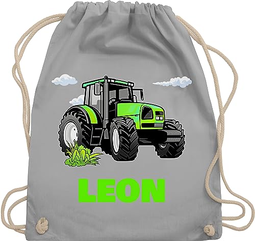 Turnbeutel Rucksack - Traktor Trecker Zugmaschine Bulldog Schlepper - Unisize - Hellgrau - jungs tasche kindergarten name baumwolle personalisierte wechselkleidung beutel und kita stoffbeutel fans von Geschenk mit Namen personalisiert by Shirtracer