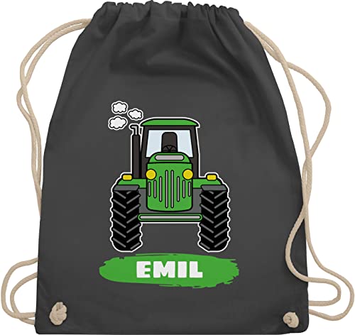 Turnbeutel Rucksack - Traktor Trekker Buldog Schlepper - Unisize - Dunkelgrau - und name kinderturnbeutel jungs tasche kindergarten trecker baumwolle personalisierte kinder rucksäcke geschenke von Geschenk mit Namen personalisiert by Shirtracer