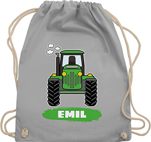 Turnbeutel Rucksack - Traktor Trekker Buldog Schlepper - Unisize - Hellgrau - kinderturnbeutel kindergarten und turnsäckchen beutel für wechselwäsche name kinder baumwolle kita tasche trecker von Geschenk mit Namen personalisiert by Shirtracer