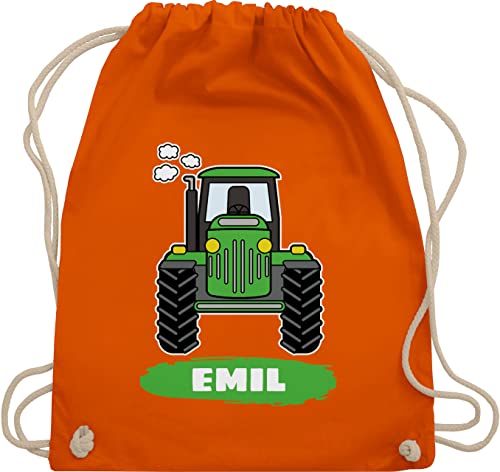 Turnbeutel Rucksack - Traktor Trekker Buldog Schlepper - Unisize - Orange - stoffbeutel für kindergarten trecker turnsackerl junge kita wechselkleidung beutel tractors stofftasche kinder von Geschenk mit Namen personalisiert by Shirtracer