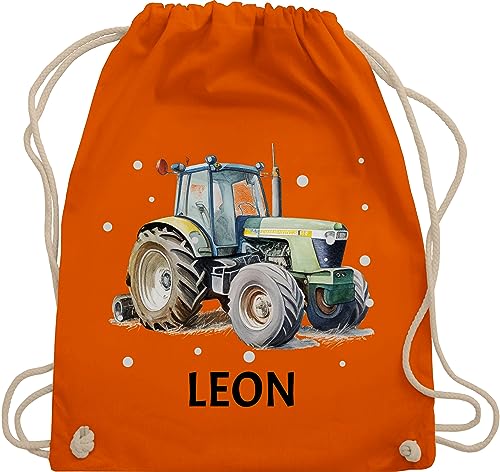 Turnbeutel Rucksack - Traktor - Trecker Name - Unisize - Orange - stoffbeutel für kindergarten bulldog gruen stoffrucksack kita wechselkleidung beutel personalisierte kinder rucksäcke von Geschenk mit Namen personalisiert by Shirtracer