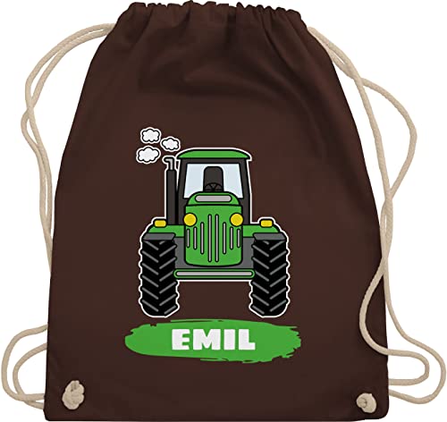 Turnbeutel Rucksack - Traktor Trekker Buldog Schlepper - Unisize - Braun - motiv kinder stoffbeutel kindergarten wechselkleidung personalisiertes kita beutel wechselwäsche trecker von Geschenk mit Namen personalisiert by Shirtracer