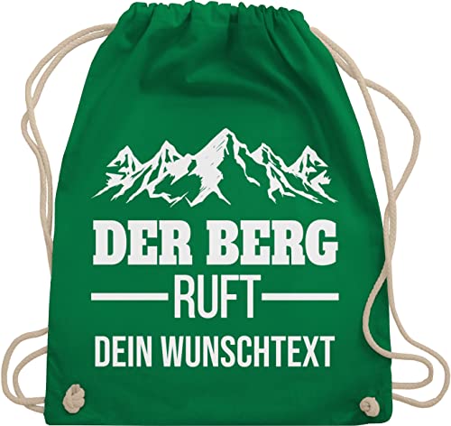 Turnbeutel Rucksack - Der Berg ruft - Wandern Geschenk - Unisize - Grün - berge wanderbeutel wander tasche wanderer stoffbeutel wunschname von Geschenk mit Namen personalisiert by Shirtracer