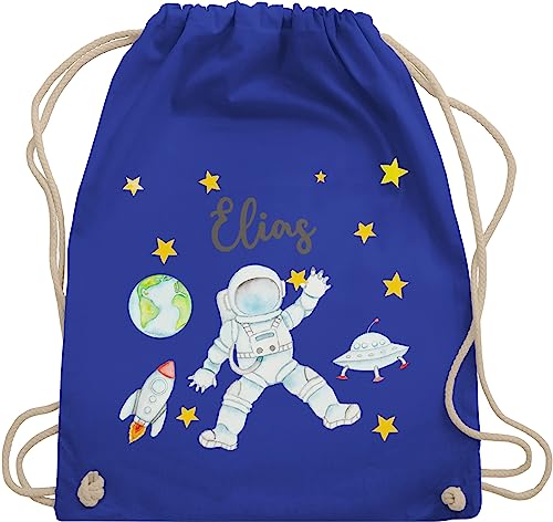 Turnbeutel Rucksack - Weltall - Astronaut Kinder Raumfahrt Weltraum Planet Geschenk - Unisize - Royalblau - astronauten name kinderturnbeutel nasa tasche planeten rakete von Geschenk mit Namen personalisiert by Shirtracer