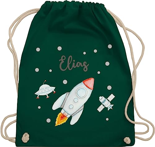 Turnbeutel Rucksack - Weltall - Rakete Flugrakete Raumfahrt Weltraum Astronaut Geschenk - Unisize - Dunkelgrün - nasa raketen rücksack astronauten tasche planeten von Geschenk mit Namen personalisiert by Shirtracer