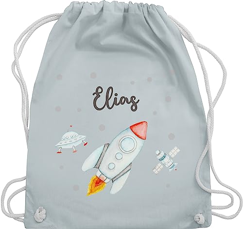 Turnbeutel Rucksack - Weltall - Rakete Flugrakete Raumfahrt Weltraum Astronaut Geschenk - Unisize - Pastell Blau - planeten raketen tasche nasa rücksack astronauten von Geschenk mit Namen personalisiert by Shirtracer