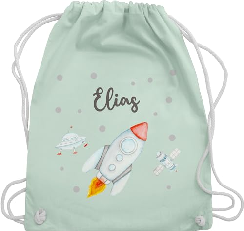 Turnbeutel Rucksack - Weltall - Rakete Flugrakete Raumfahrt Weltraum Astronaut Geschenk - Unisize - Pastell Grün - astronauten raketen tasche nasa rücksack planeten von Geschenk mit Namen personalisiert by Shirtracer