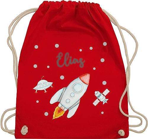 Turnbeutel Rucksack - Weltall - Rakete Flugrakete Raumfahrt Weltraum Astronaut Geschenk - Unisize - Rot - planeten raketen rücksack nasa tasche astronauten von Geschenk mit Namen personalisiert by Shirtracer