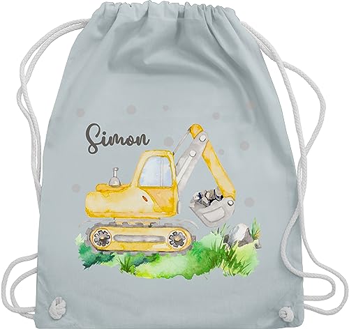 Turnbeutel Rucksack - Bagger Baggerfahrer Geschenk - Unisize - Pastell Blau - beutel stoff stoffbeutel name kindergarten turntasche tasche kita jungen stofftasche kinder bag personalisierter von Geschenk mit Namen personalisiert by Shirtracer