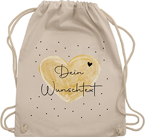 Turnbeutel Rucksack - Aufdruck selbst gestalten - Dein Wunschtext - Unisize - Naturweiß - taschen jga beutel wechselkleidung personalisierte herz stoffbeutel junggesellenabschied rucksäcke von Geschenk mit Namen personalisiert by Shirtracer