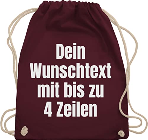 Turnbeutel Rucksack - Aufdruck selbst gestalten - Wunschtext - Unisize - Bordeauxrot - text bedrucken stoff kinderrucksack personalisierte geschenke kordel schule eigene schrift beutel kordelzug von Geschenk mit Namen personalisiert by Shirtracer