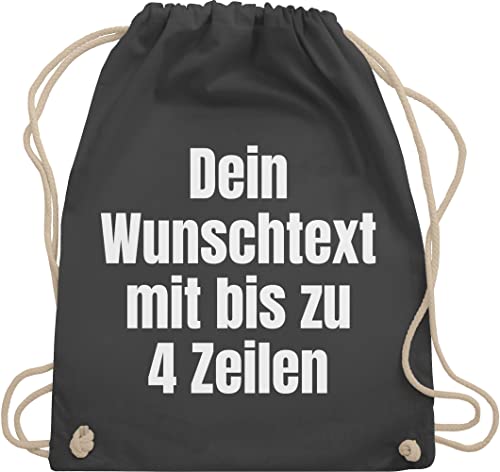 Turnbeutel Rucksack - Aufdruck selbst gestalten - Wunschtext I Eigener Text I Custom Text - Unisize - Dunkelgrau - personalisierter beutel stoffbeutel name personalisierte datum stoffrucksack von Geschenk mit Namen personalisiert by Shirtracer