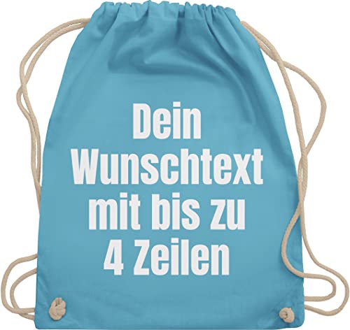 Turnbeutel Rucksack - Aufdruck selbst gestalten - Wunschtext I Eigener Text I Custom Text - Unisize - Hellblau - personalisierter beutel stoffbeutel name personalisierte datum stoffrucksack von Geschenk mit Namen personalisiert by Shirtracer