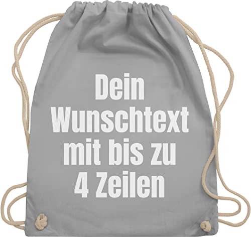 Turnbeutel Rucksack - Aufdruck selbst gestalten - Wunschtext I Eigener Text I Custom Text - Unisize - Hellgrau - personalisierter beutel stoffbeutel name personalisierte datum stoffrucksack von Geschenk mit Namen personalisiert by Shirtracer