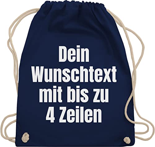 Turnbeutel Rucksack - Aufdruck selbst gestalten - Wunschtext - Unisize - Navy Blau - turn beutel stoffbeutel wechselkleidung wechselsachen text eigener stoffsackerl damen stoff personalisierter von Geschenk mit Namen personalisiert by Shirtracer