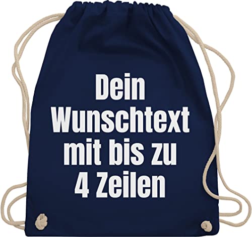 Turnbeutel Rucksack - Aufdruck selbst gestalten - Wunschtext I Eigener Text I Custom Text - Unisize - Navy Blau - personalisierter beutel stoffbeutel name personalisierte datum beuteltasche von Geschenk mit Namen personalisiert by Shirtracer