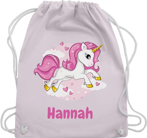 Turnbeutel Rucksack - Einhorn Name - Unicorn Einhörner - Unisize - Pastell Rosa - beutel kita kinder baumwolle wechselbeutel kindergarten stoff geschenkideen für schulanfang stoffbeutel turnen von Geschenk mit Namen personalisiert by Shirtracer