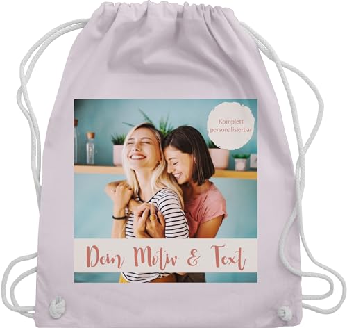 Turnbeutel Rucksack - eigenem - Foto Bild - Unisize - Pastell Rosa - selbst erstellen individuellem aufdruck name und selber beschriften eigener text personalisiertem druck eigene design customized von Geschenk mit Namen personalisiert by Shirtracer