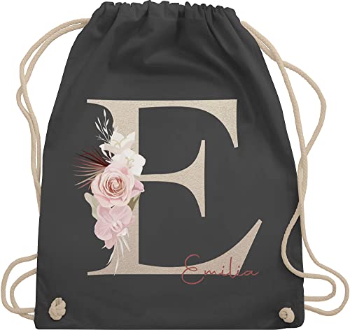 Turnbeutel Rucksack - Anfangsbuchstabe Name I Initialen personalisiert - Unisize - Dunkelgrau - jga taschen schulkind beutel buchstaben e stoffbeutel sporttasche mädchen turnsack kindergarten von Geschenk mit Namen personalisiert by Shirtracer