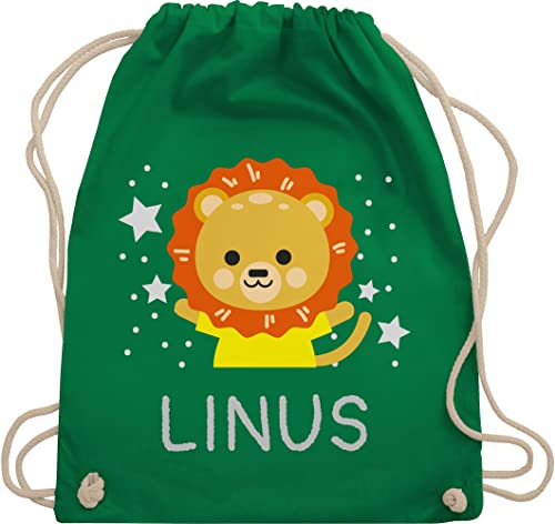 Turnbeutel Rucksack - Löwen - Löwe Name - Unisize - Grün - personalisierte kinder rucksäcke personalisiertes jungen tasche kindergarten beutel erster kindergartentag leo mädchen turnsackerl von Geschenk mit Namen personalisiert by Shirtracer