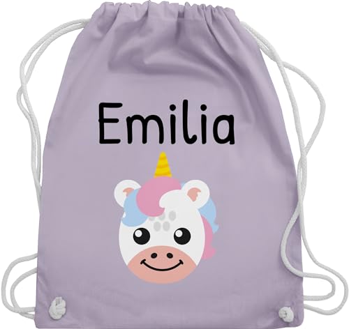 Turnbeutel Rucksack - Süßes Einhorn - Unisize - Pastell Lila - personalisierter beutel kinder kinderturnbeutel kindergarten personalisierte stoffbeutel baumwolle wechselbeutel kita von Geschenk mit Namen personalisiert by Shirtracer