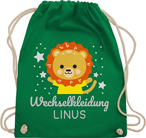 Turnbeutel Rucksack - Kita Beutel Wechselsachen Jungen - Wechselkleidung Löwe - Unisize - Grün - kinderturnbeutel wechselbeutel personalisierte löwen stoffbeutel kindergartenbeutel von Geschenk mit Namen personalisiert by Shirtracer
